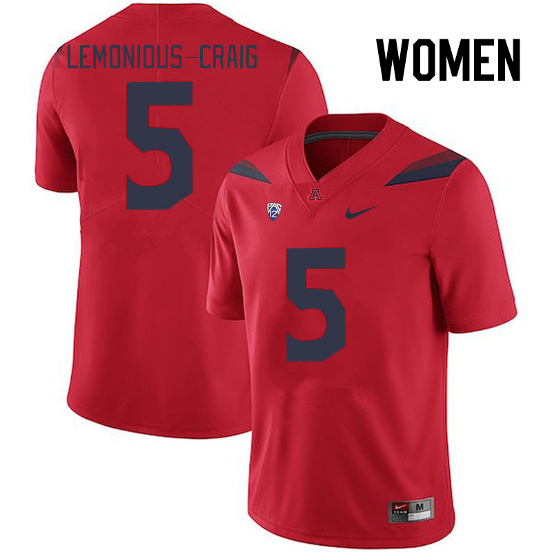 Women #5 Montana Lemonious-Craig Arizona Wildcats College Football Jerseys Stitched Sale-Red - Click Image to Close